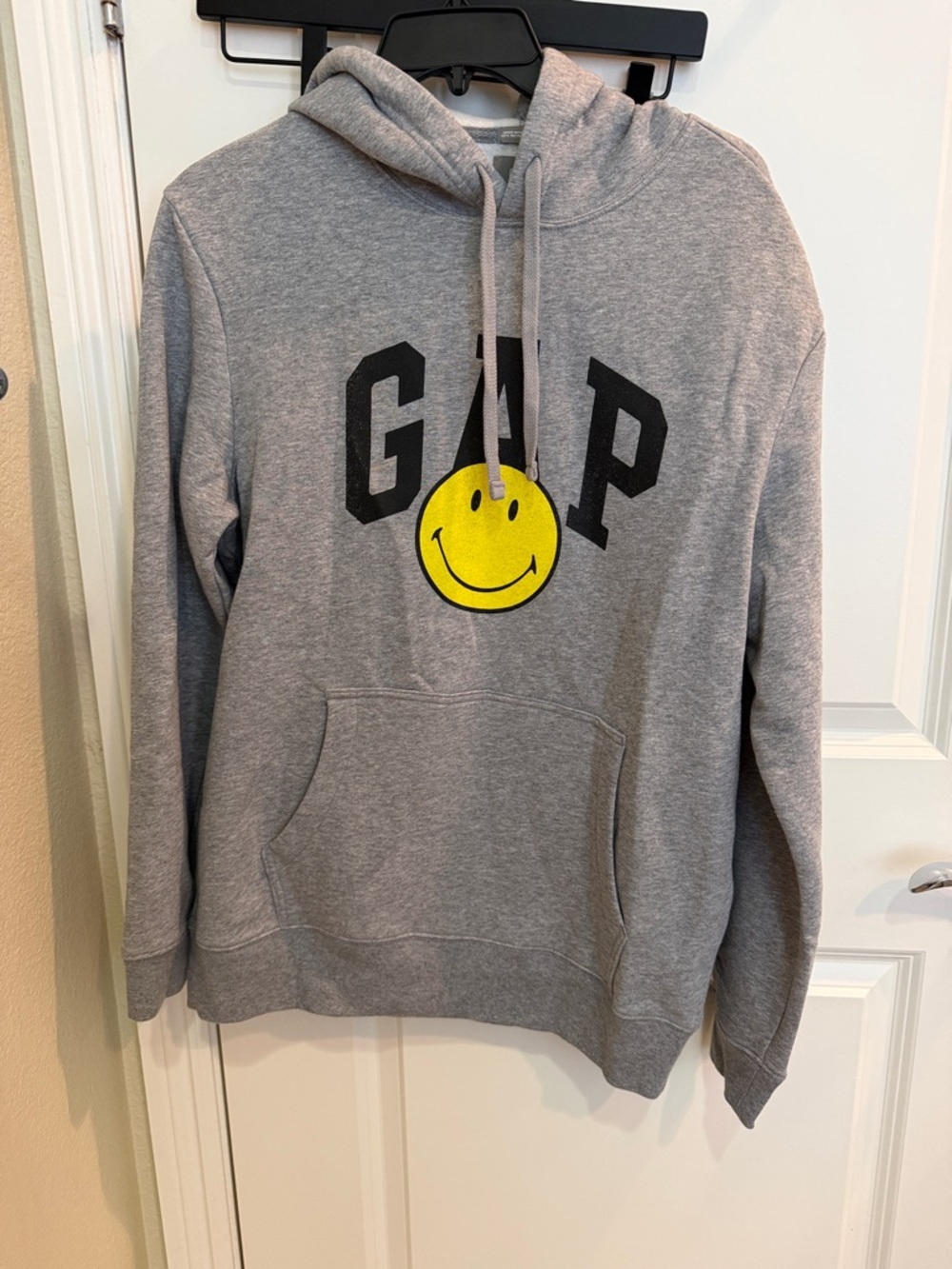 GAP Gray Hoodie with Yellow Smiley and Black Logo